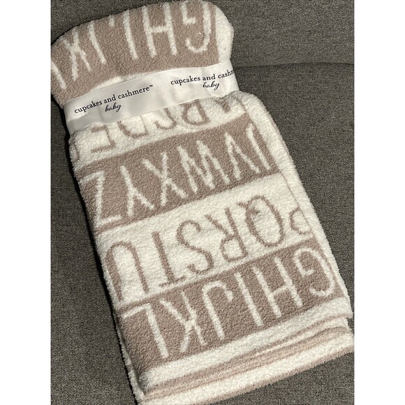 Cupcakes and Cashmere Beige Cream ABC Alphabet Baby Blanket Unisex Soft Cozy New - Picture 4 of 6